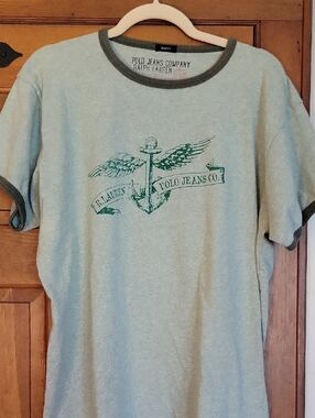 Ralph Lauren Polo Jeans Co. Men's Light Green Slim Fit Ringer Tee